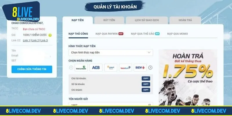 Thao tác tạo phiếu nạp siêu dễ
